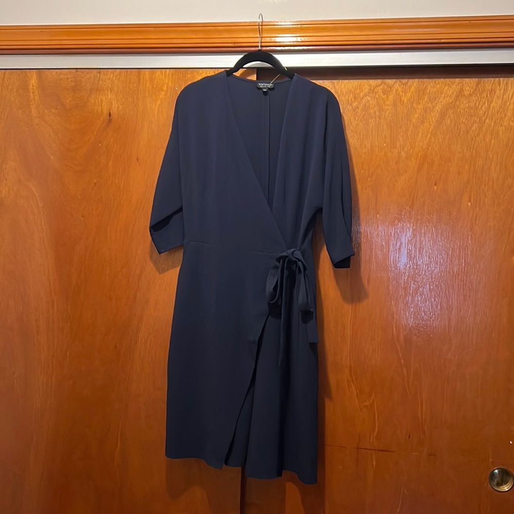 Practically new TopShop Navy Wrap Dress - perfect for work or holidays!